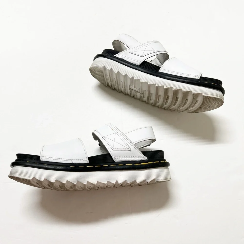 Dr Martens Womens White Voss Leather Strap Platform Sandal Size US 8